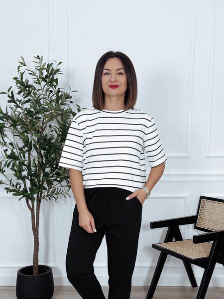 T-shirt w paski biało-czarne MAGNUS