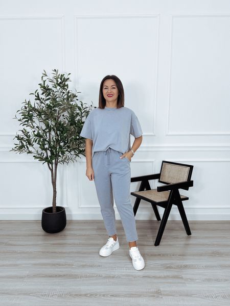 Komplet dresowy z bawełny cieniowanej niebieski LENIS