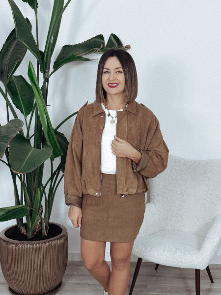 Kurtka oversize z podszewką zamszowa cynamonowa SAVA