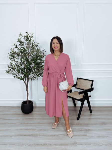 Sukienka z długim rękawem brudny róż LOREN