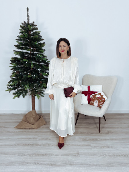 Sukienka premium maxi z wiskozy kremowa FOZII