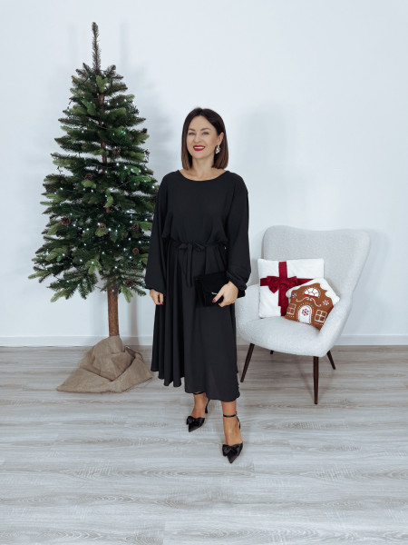 Sukienka maxi | większy standard | z paskiem czarna CHRISTINA