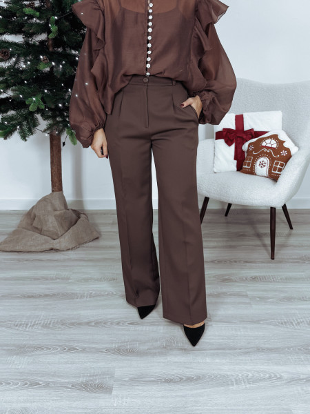 Spodnie eleganckie 70% wiskozy czekoladowe CLARISA