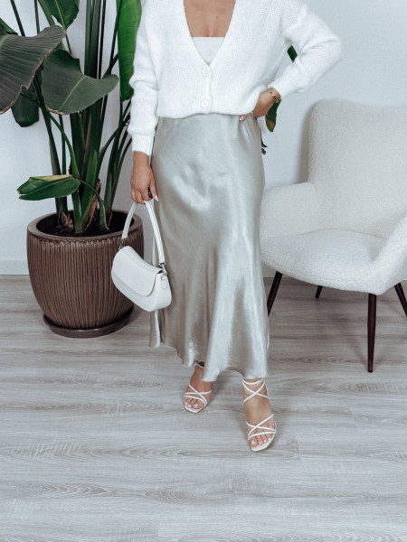 Spódnica satynowa z wiskozy jasne fango GROTTA