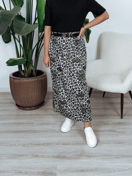 Spódnica maxi większy standard khaki panterka MARIEN