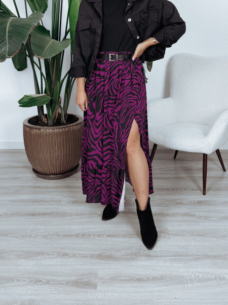 Spódnica z wiskozy fioletowa zebra VERMES