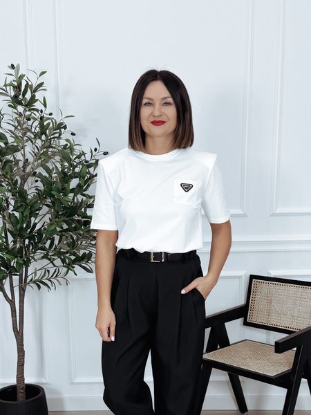 T-shirt premium z poduszkami i kieszonką biały MILLA