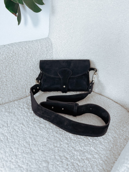 Torebka mała ze skóry naturalnej czarna MASSIMO