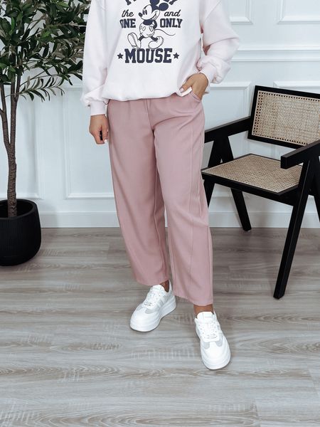 Spodnie materiałowe eleganckie balloon brudny róż FLINS