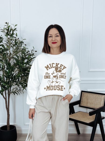 Bluza oversize z myszką Mickey śmietankowa ROBY