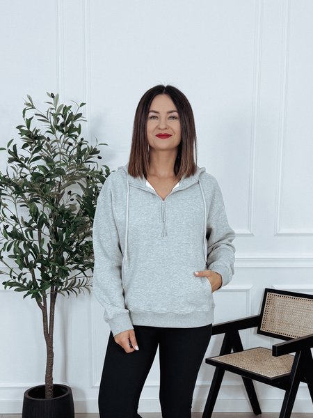Bluza z kapturem szary melanż NOMI