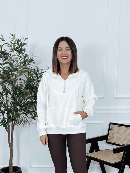 Bluza z kapturem oversize szary kremowa NOMI