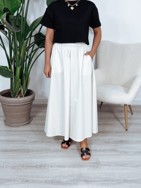 Spodnie kuloty | bawełna | jasny beż LARGO