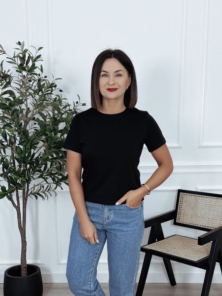 T-shirt gładki z bawełny czarny DOGGY