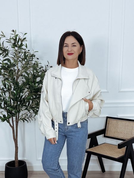 Ramoneska z miękkiej eko skóry beż AVALON