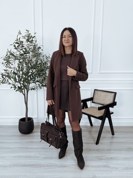 Płaszcz premium | 50% wełna 35% wiskoza | czekoladowy LEA