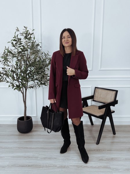 Płaszcz premium | 50% wełna 35% wiskoza | bordowy LEA