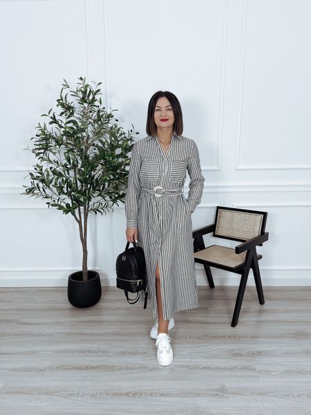 Szmizjerka maxi w paski biało/czarne FEDERICA