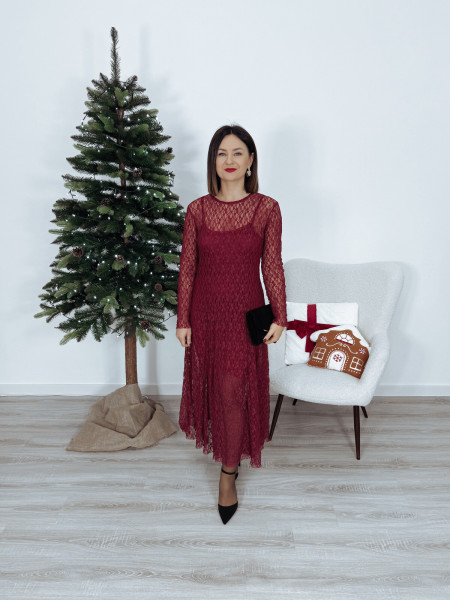 Sukienka koronkowa 2w1 bordo MIRANDA