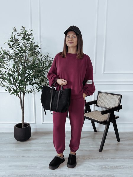 Komplet bluza + spodnie malina ARIA II - materiał MASEŁKO
