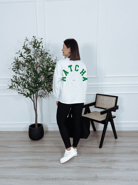 Bluza oversize z bawełny szary melanż MATCHA - PRE ORDER