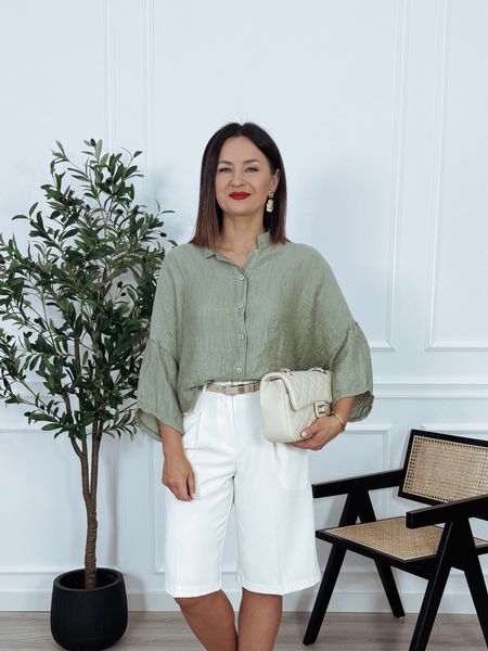 Koszula z tencelu oversize khaki LATAFA