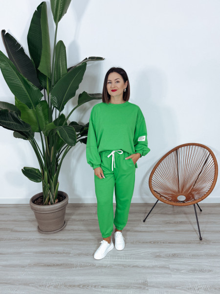 Komplet bawełniany bluza + spodnie zielony ARIA