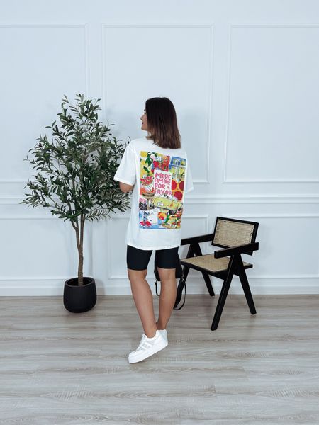 Długi t-shirt oversize biały MORE AMORE
