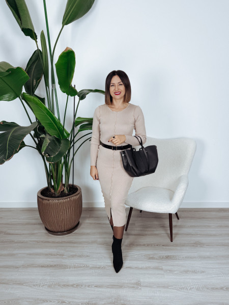 Sukienka dzianinowa beżowa VERA