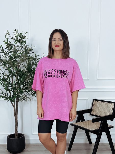 T-shirt długi dekatyzowany różowy ENERGY