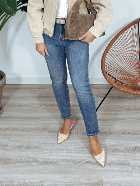 Jeansy mom fit ciemny granat RUSH 