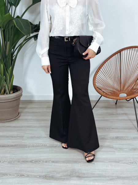 Spodnie eleganckie dzwony czarne MADLEN