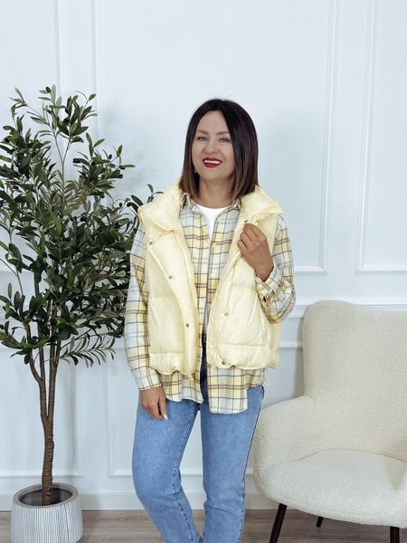 Kamizelka ovesize puchowa ze ściągaczem masełko SAMMY