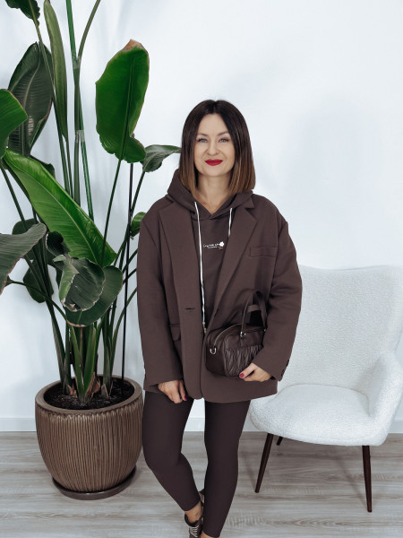 Marynarka oversize premium 95% bawełna czekolada BELLA