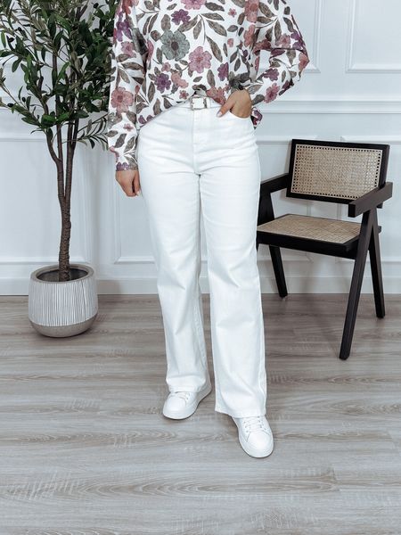 Jeansy wide leg | prosta nogawka | złamana biel VEIL