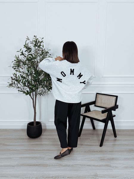 Bluza oversize z bawełny szary melanż MOMMY