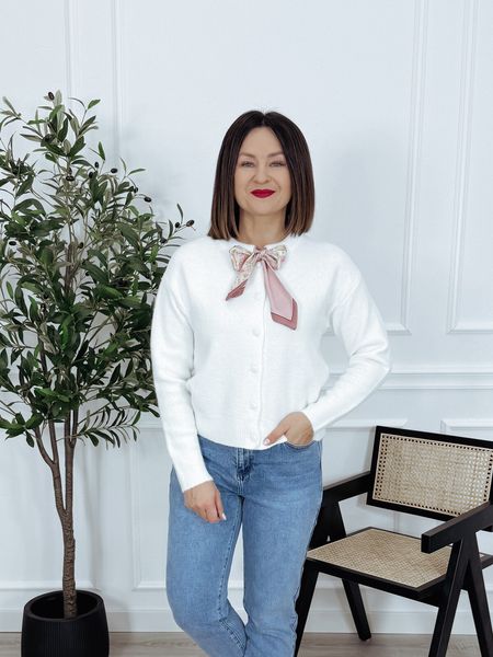 Kardigan z apaszką biały GIVE ME