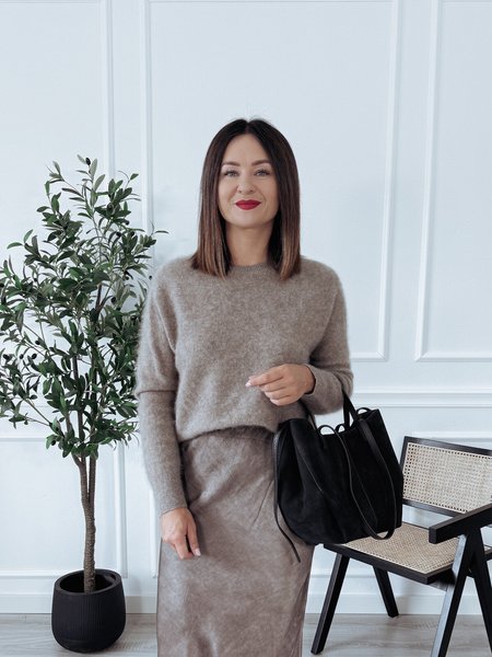 Sweter premium z wełną merino, kaszmirem i jedwabiem fango MALVI