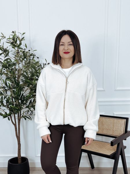 Bluza polarowa 30% wełny | zapięcie na zamek | śmietankowa AGNES