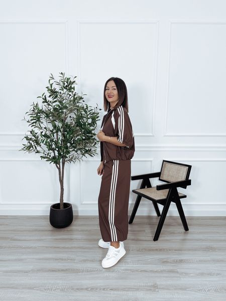 Komplet premium sportowy kurtka + długie spodnie czekoladowy BROOKLYN