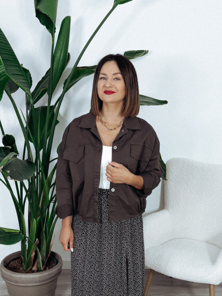 Kurtka bawełniana bomberka czekoladowa SENTI