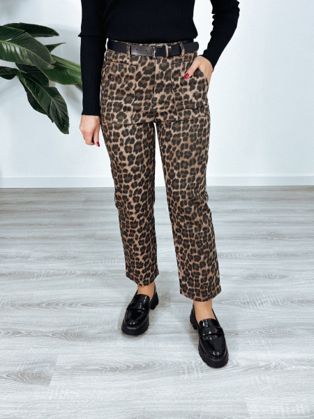 Spodnie w panterkę z elastanem ZEIDA