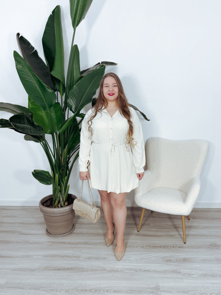 Sukienka krótka / dół typu bombka / beżowa LEANDA