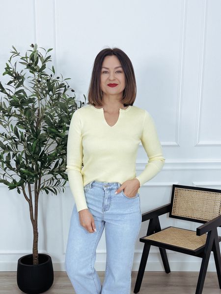 Bluzka basic z dzianiny z wełną i wiskozą bananowa VELORIA