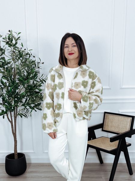 Kurtka w kwiaty | 65% wełna | kremowa VEXI