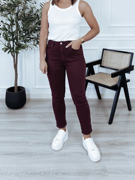 Jeansy mom fit bordowe GARRY