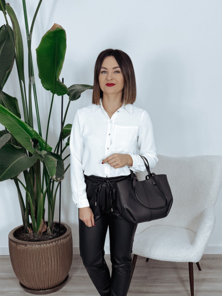 Koszula złote guziki z kieszonką biała ELIZABETH