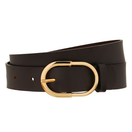 Pasek ze skóry naturalnej ciemny brąz HARRY