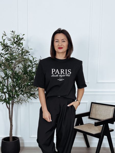 T-shirt premium oversize z poduszkami czarny HOLY