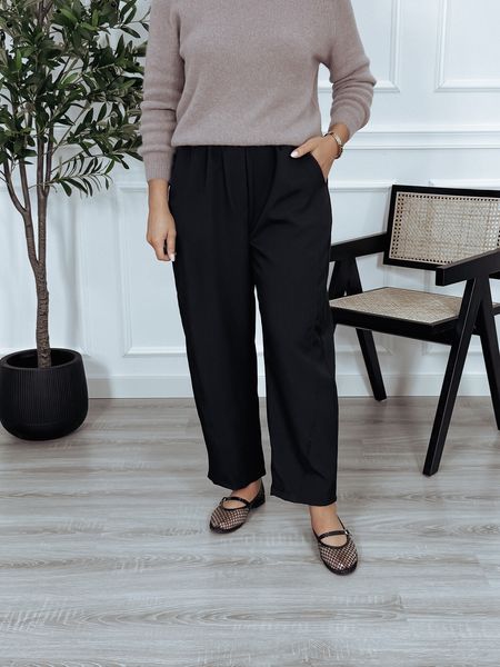 Spodnie materiałowe eleganckie balloon czarne FLINS